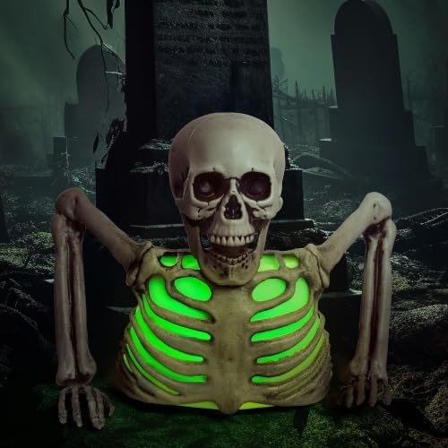 Light Up Groundbreaker Skeleton Halloween Prop Outdoor Yard Lawn Patio Haunted H