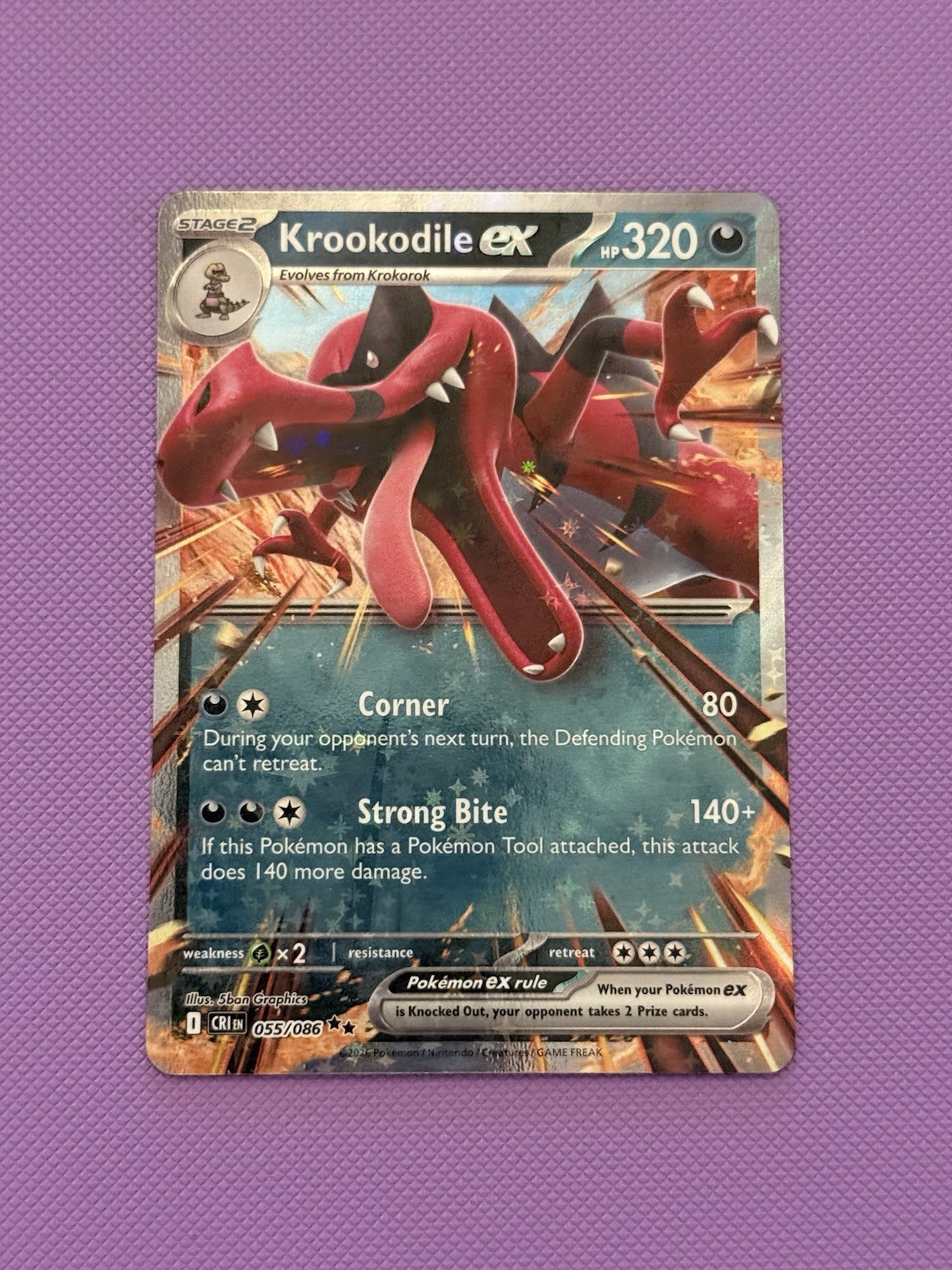 Pokémon TCG Krookodile Ex 055/086 Double Rare - Chaos Rising NM/M
