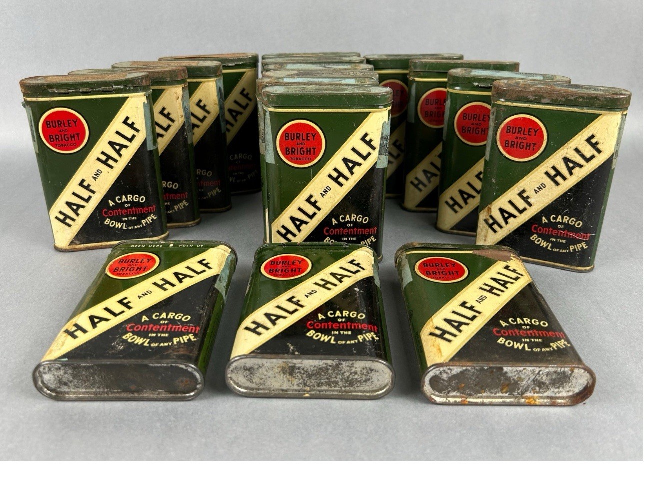 LOT OF 17 x VINTAGE BURLEY AND BRIGHT HALF AND HALF TOBACCO TINS- EMPTY