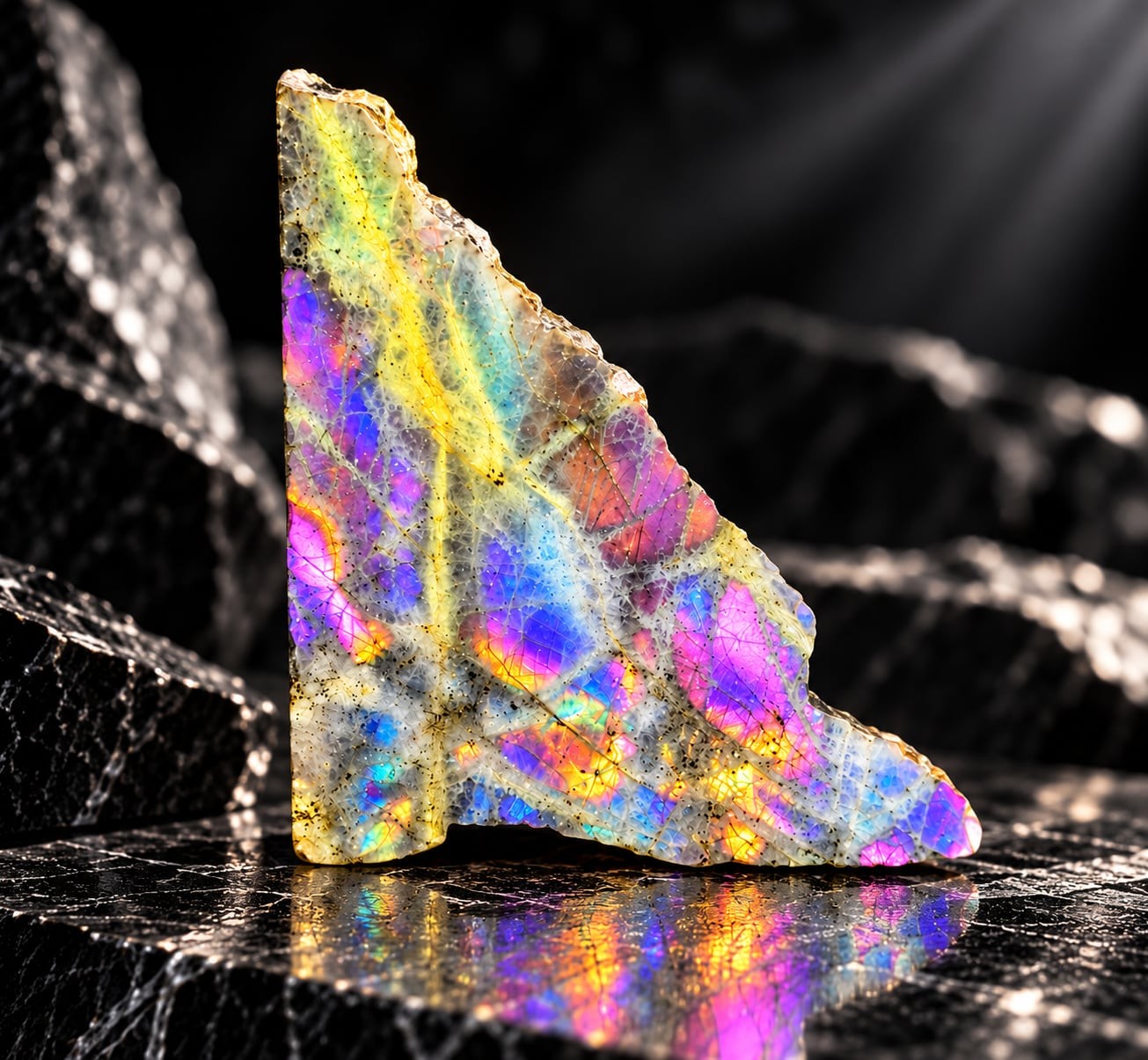 Polished Rainbow Labradorite Crystal Slab Mineral Stone Natural Iridescent Rock