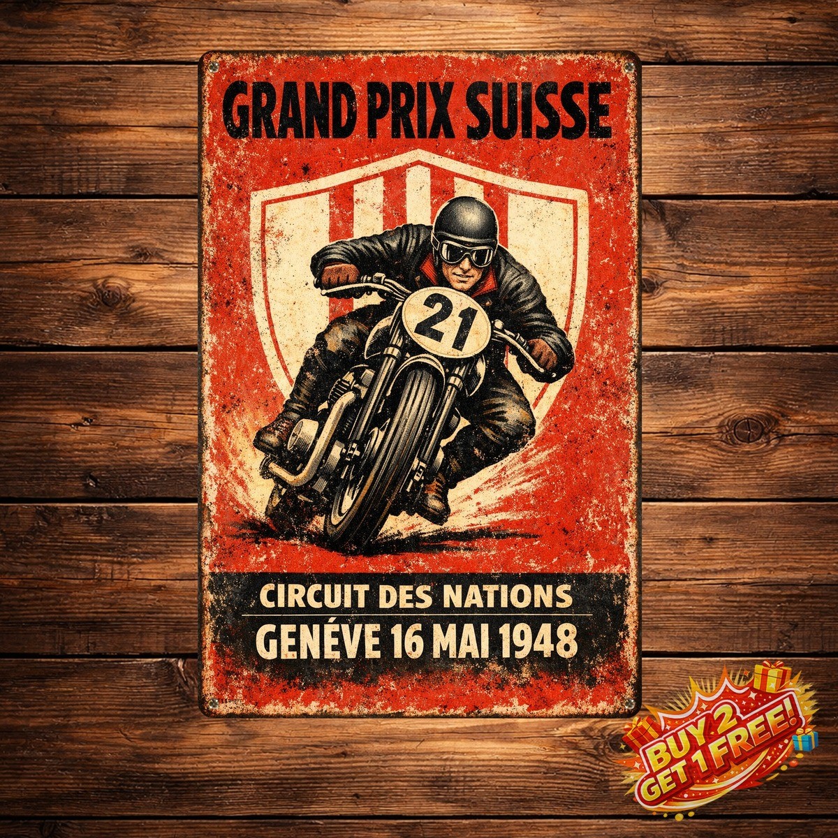 Retro 1948 Motorcycle Aluminum Metal Sign 8x12 Vintage Wall Decor Plaque
