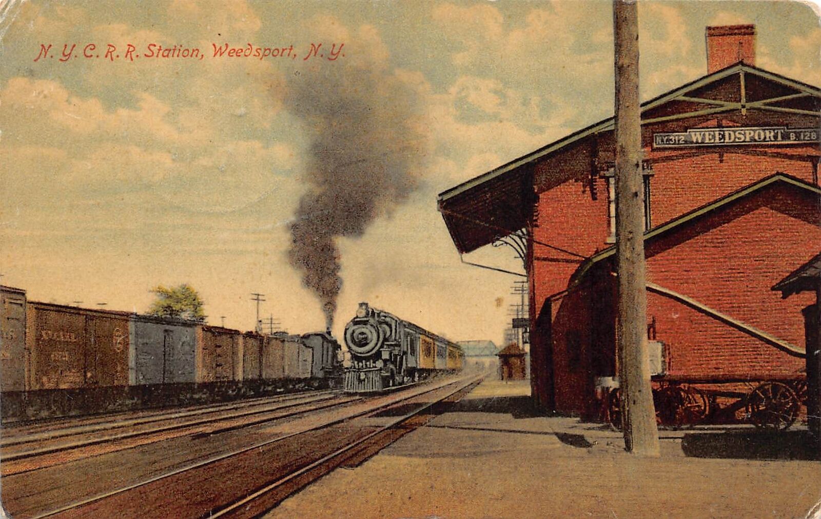 J72/ Weedsport New York Postcard c1910 Central Railroad Depot 62