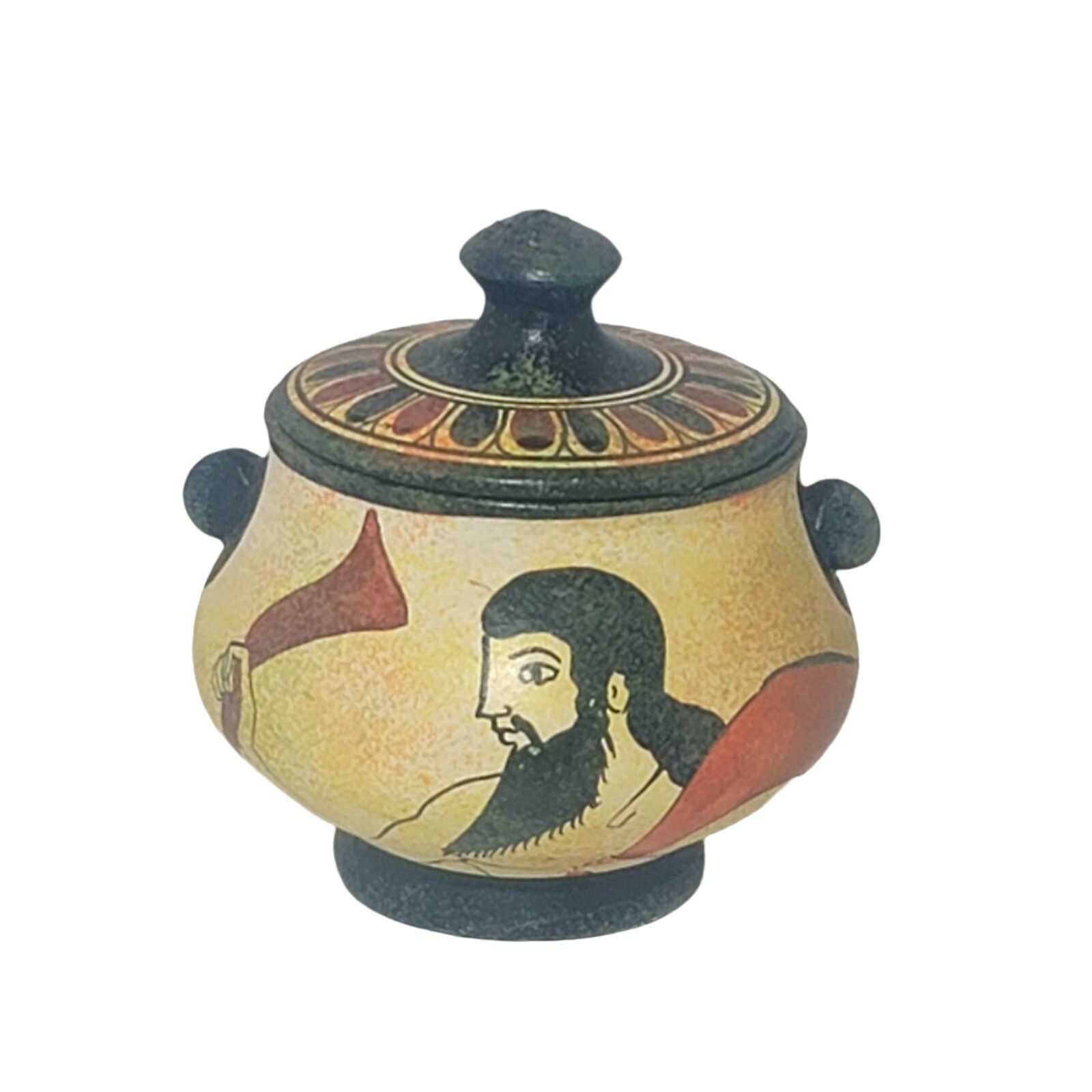 Vintage Greek Box Trinket Box With Lid Copy 480 BC Greece Hand Made 2.75