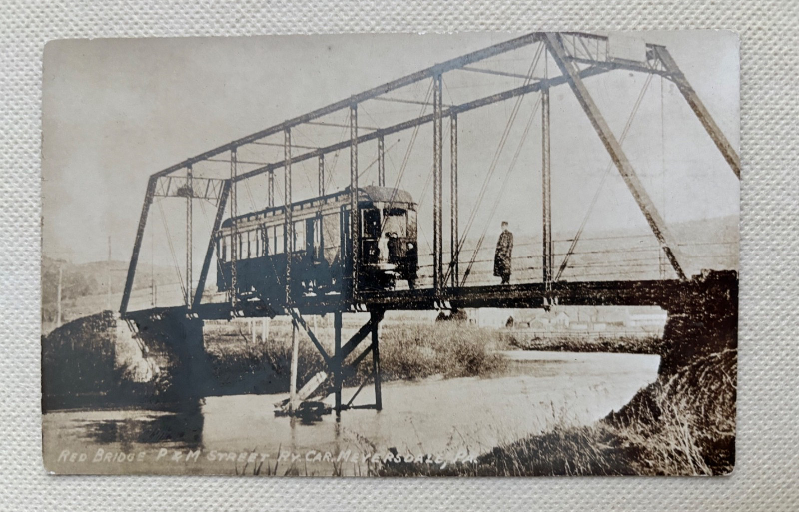 Meyersdale PA RPPC Red Bridge P&M Trolley/Interurban Antique Postcard Somerset