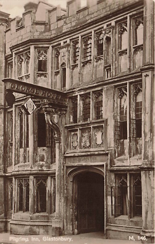 Postcard England: RPPC Pilgrims Inn & George Hotel, Glastonbury