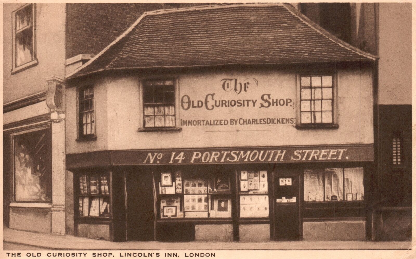 Vintage Postcard 1909 Old Curiosity Shop Lincoln\'s Inn Hotel Building London UK