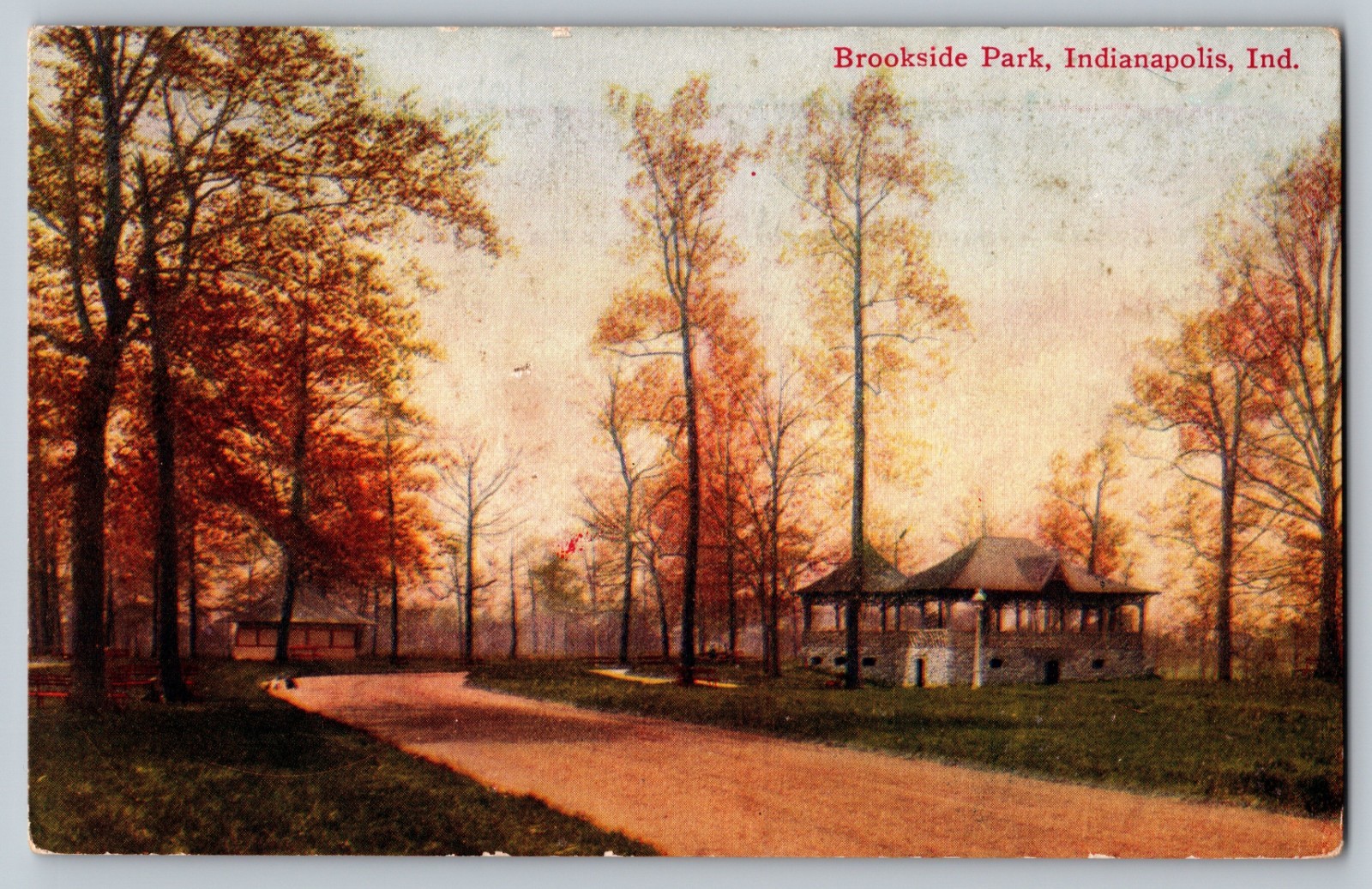INDIANAPOLIS IN Brookside Park POSTED 1908 ant 6x4 Postcard B03