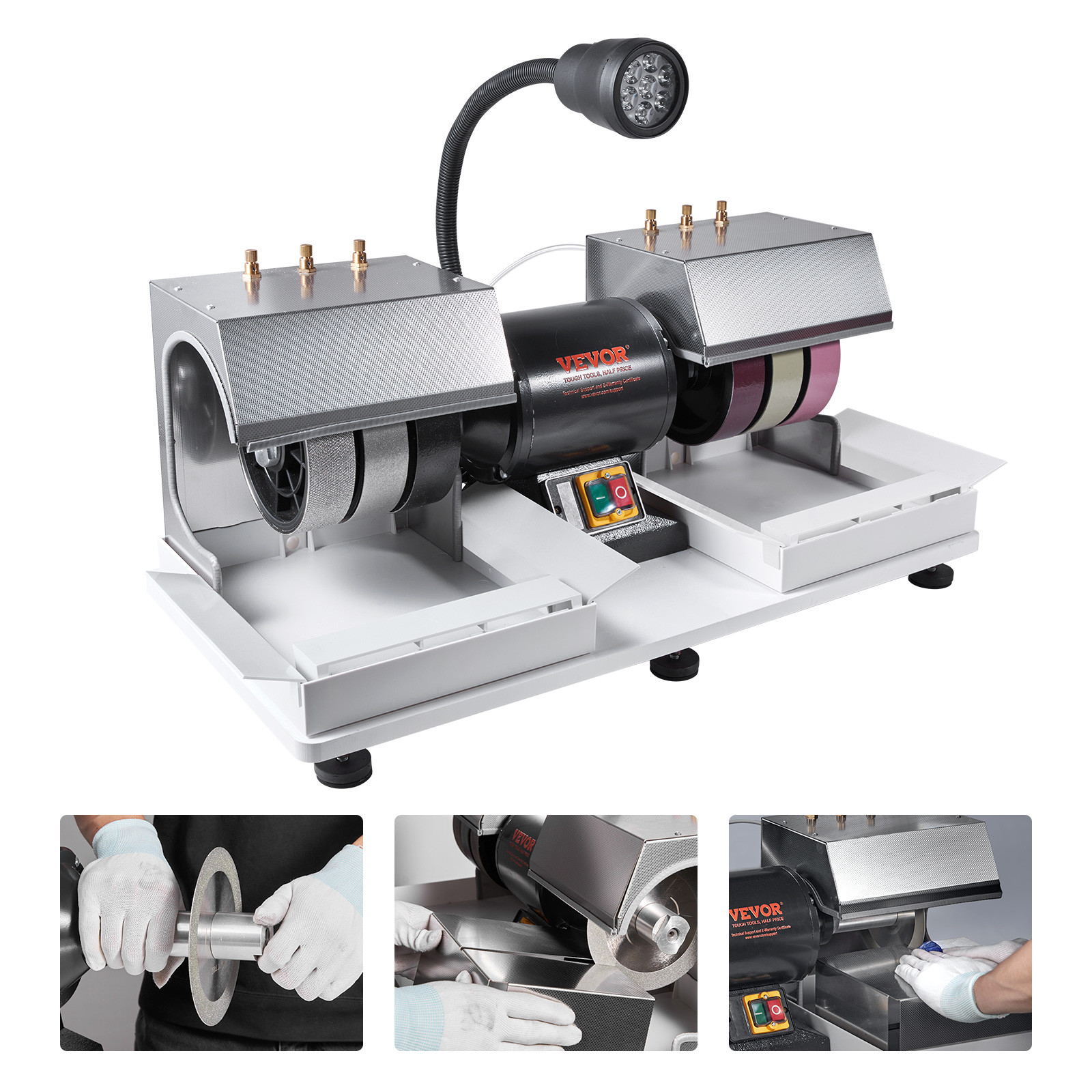 VEVOR 6in Cabbing Machine Lapidary Rock Grinder Polisher Gem Faceting Machine