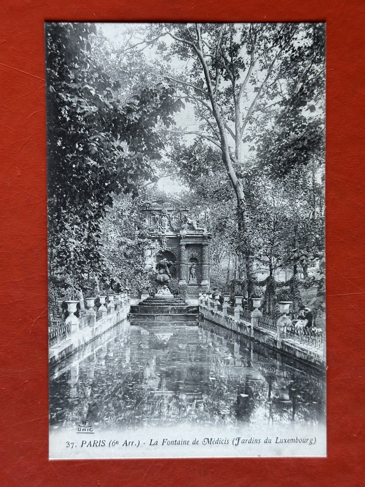1909 Antique Postcard~ PARIS FRANCE ~ MEDICI FOUNTAIN ~ JARDIN DU LUXEMBOURG