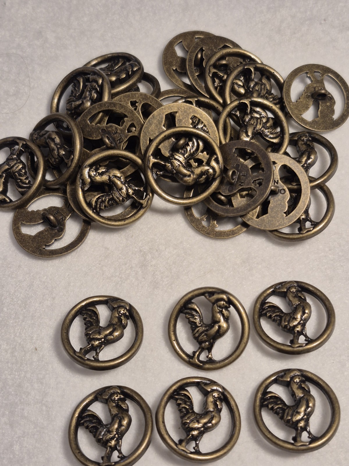 Nicky Epstein Buttons. Lot Of 24 Brass Rooster, NOS. 1\