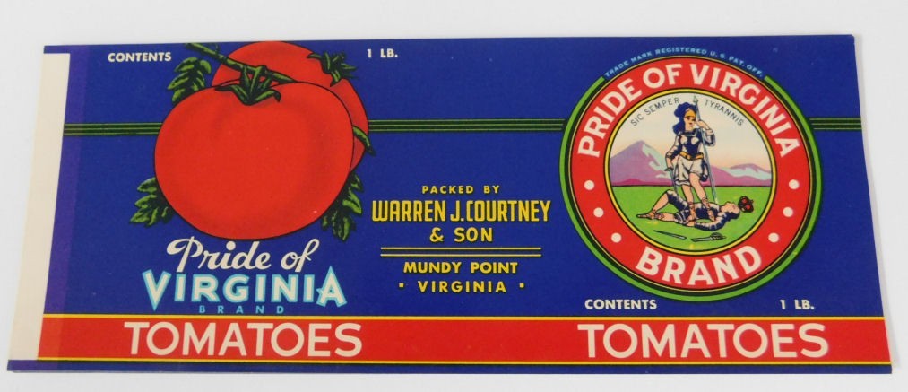 25 Vintage Pride of Virginia Tomatoes Can Labels