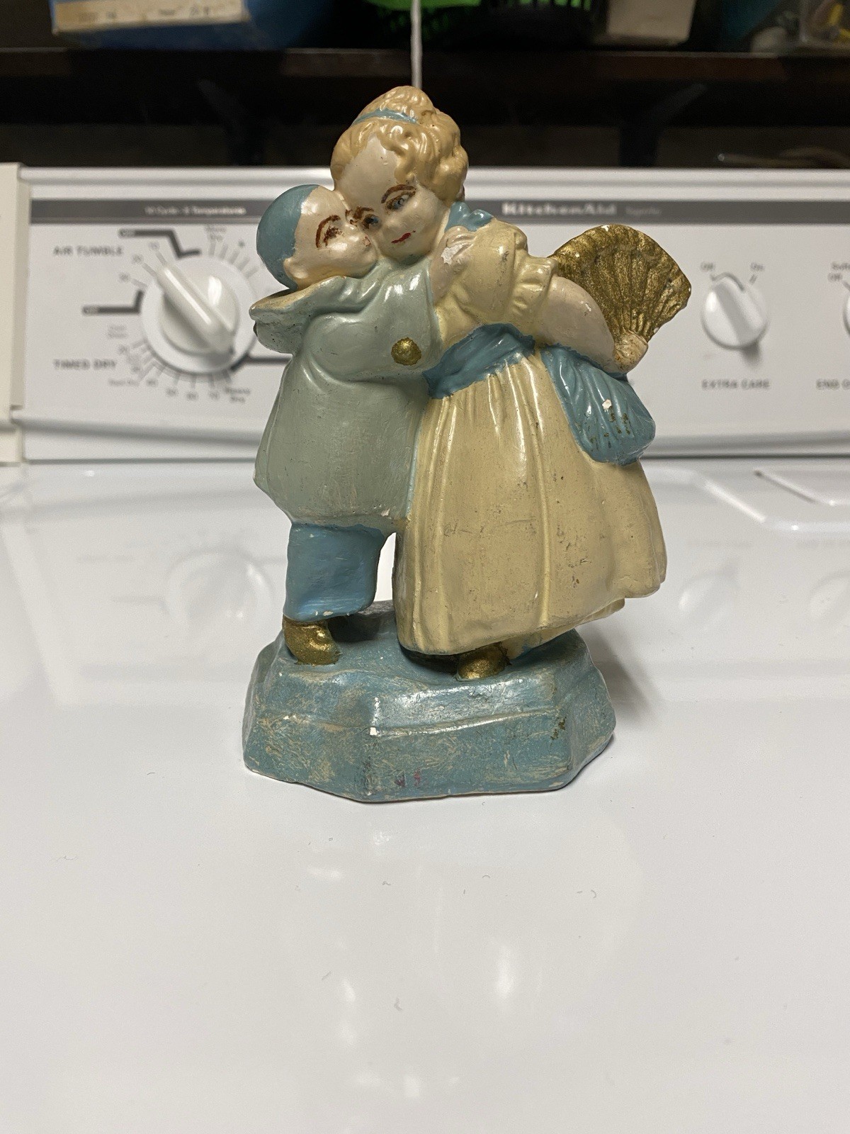 Vintage Bavarian Chalkware Figurine – Mid Century Signed Hand Painted