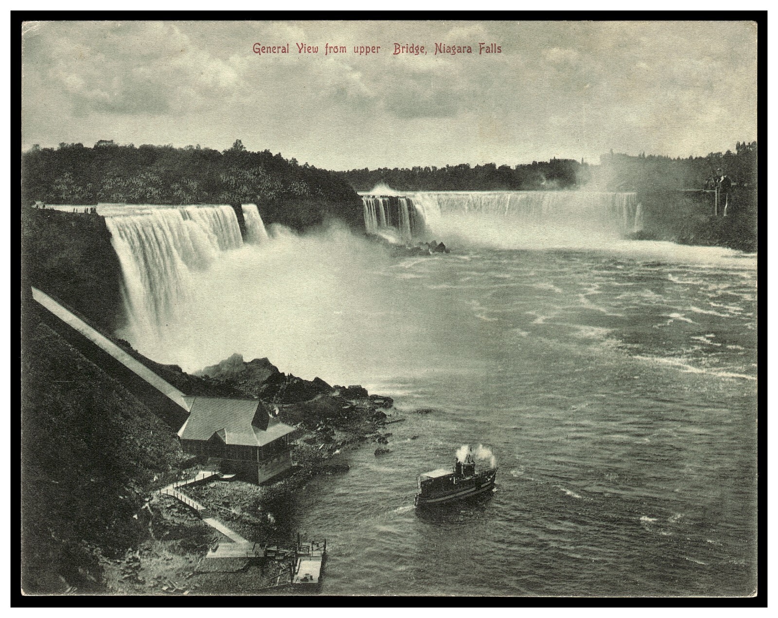 GENERAL VIEW FROM UPPER BRIDGE NIAGARA FALLS POSTCARD OVERSIZED GREAT IMAGE