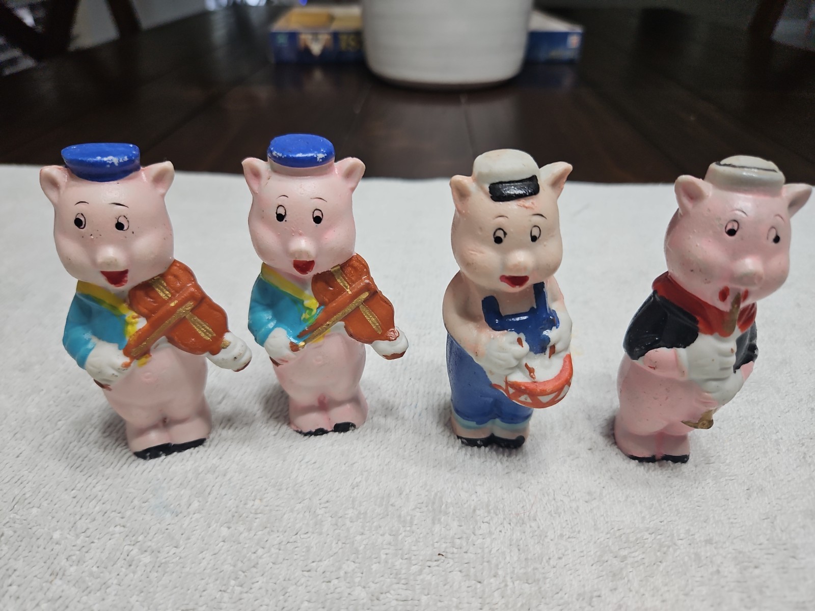 Vintage 1930's Classic Walt Disney Three Little Pigs Bisque Figurine Japan 63
