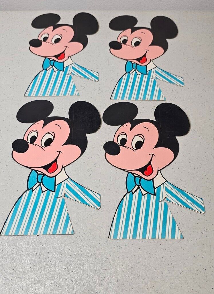 Vintage Mickey Mouse Large Stickers Walt Disney Lot Of 4 Rare Read