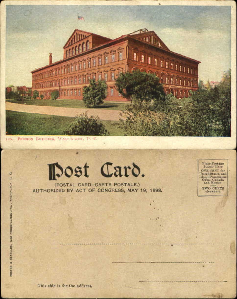 Pension Building Washington DC undivided back UDB unused old postcard