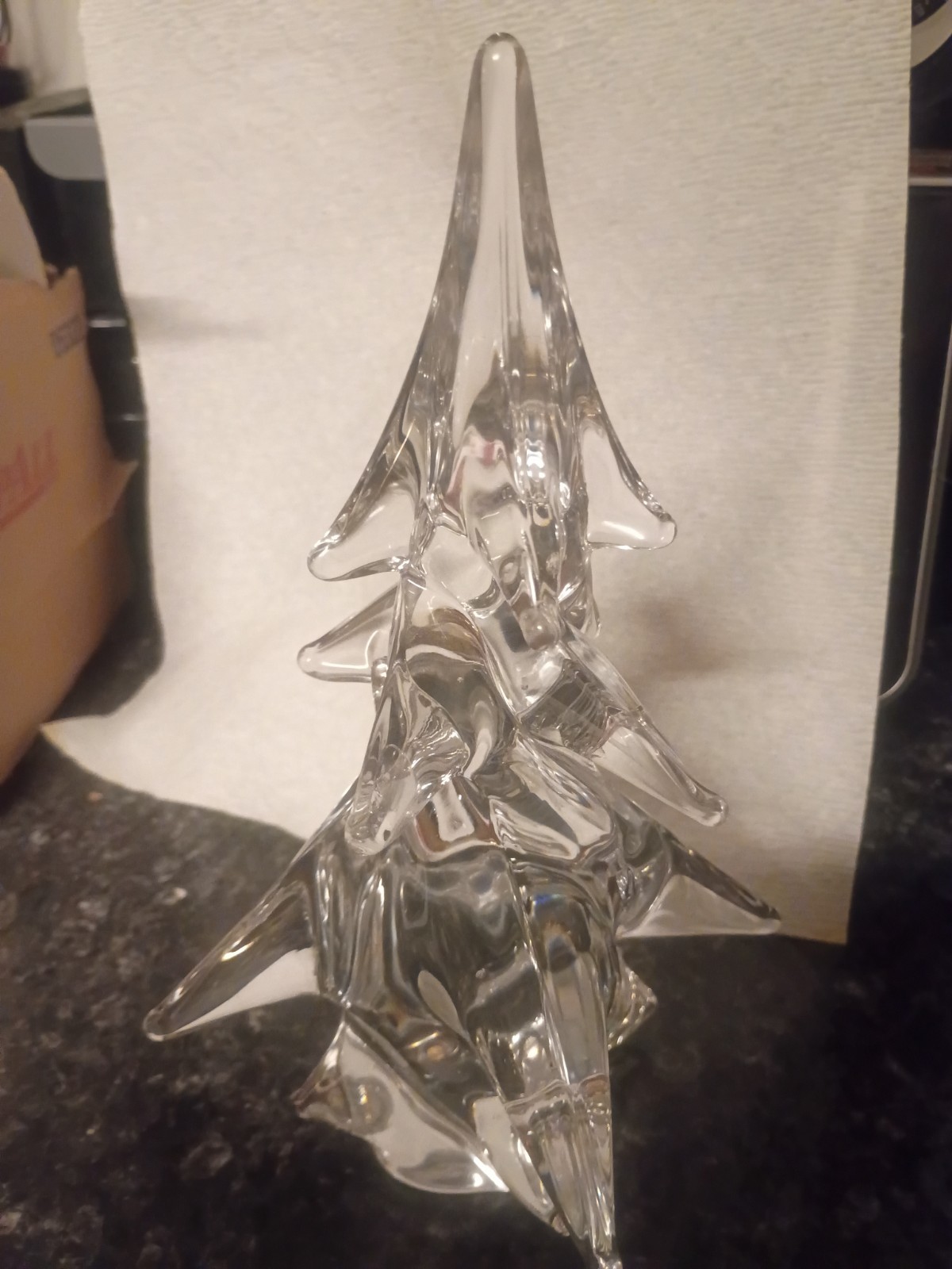 Vintage Lead Crystal Christmas Tree Sigma Tastesetter 8” Glass 1976