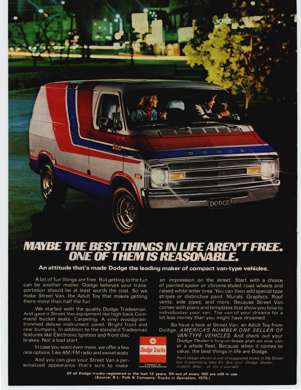 1977 Dodge Tradesman Street Van Vintage Print Ad