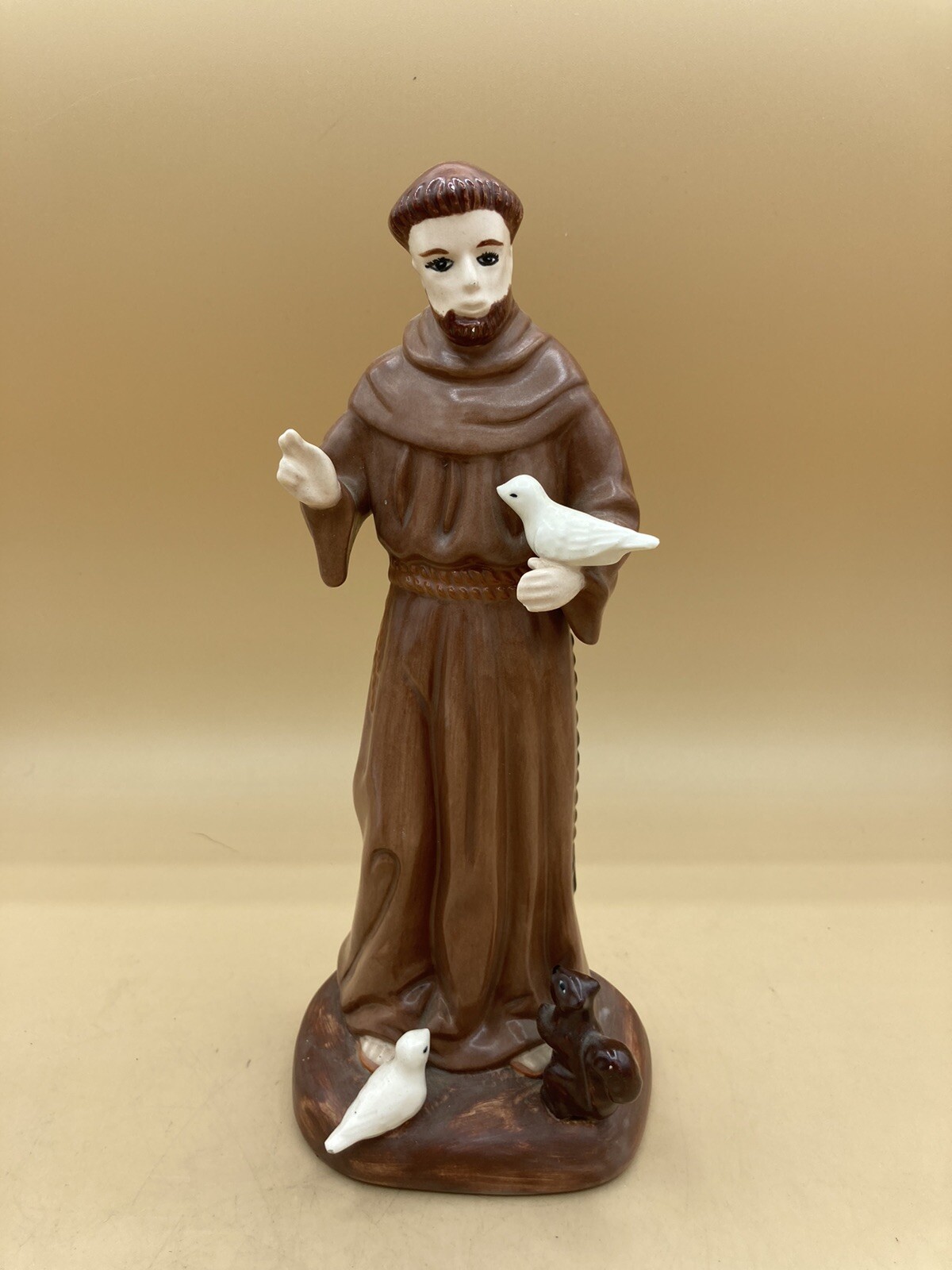 Vintage 1978 Saint Francis Statue Ceramic 9 3/4 Hobbyist Signed READ