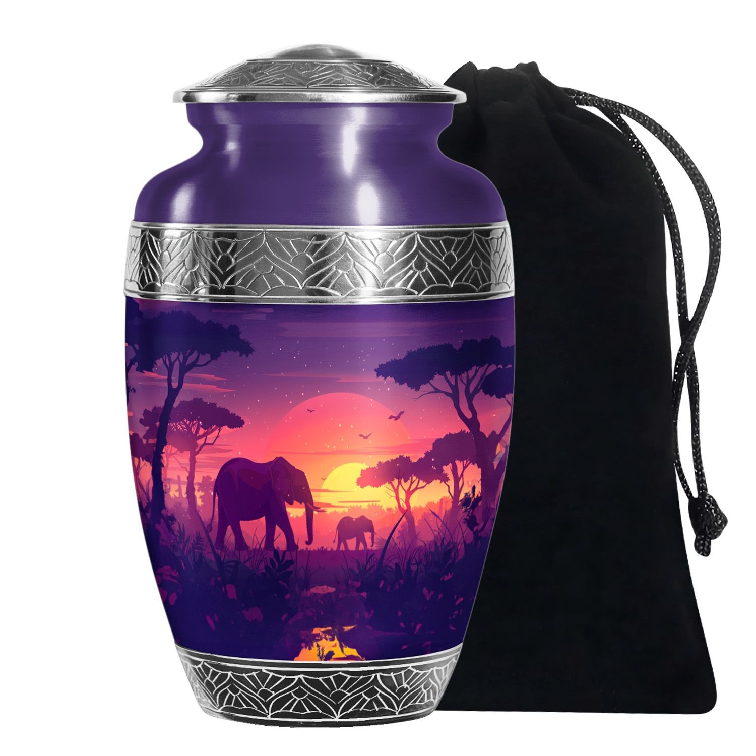 Elephant Family Legacy Burial Urns for Human Ashes Adult Men (10 Inch)