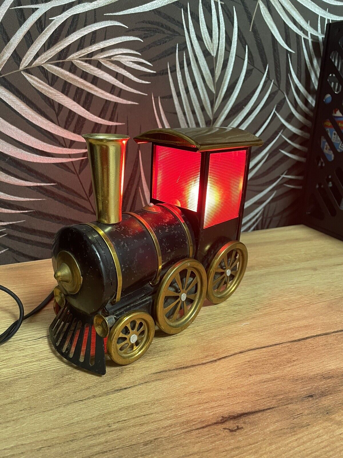 Rare vintage steam locomotive style table lamp from the 1980s. USSR night light