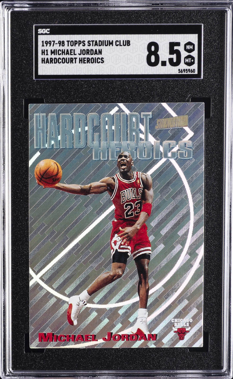 1997-98 TOPPS STADIUM CLUB HARDCOURT HEROICS #H1 MICHAEL JORDAN SGC 8.5