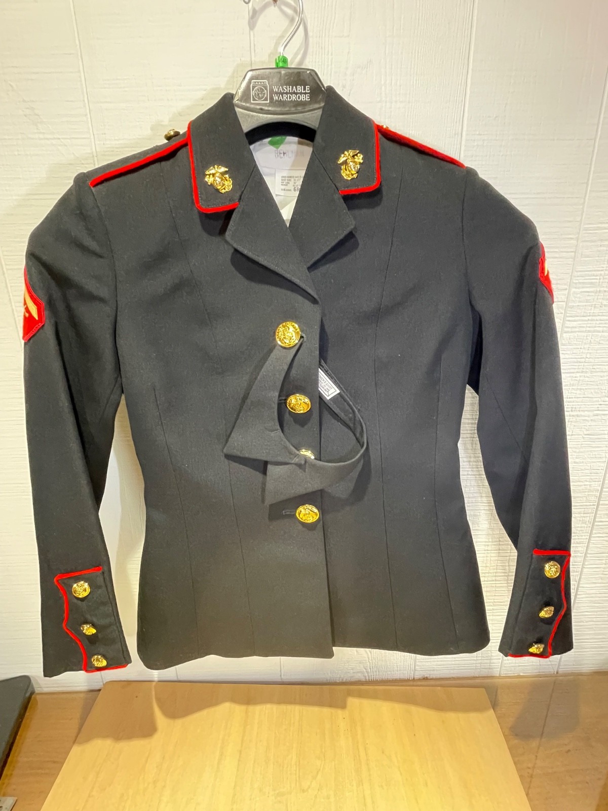 USMC Marine Corps Women’s Dress Blues Uniform Coat  Patched, Very Nice