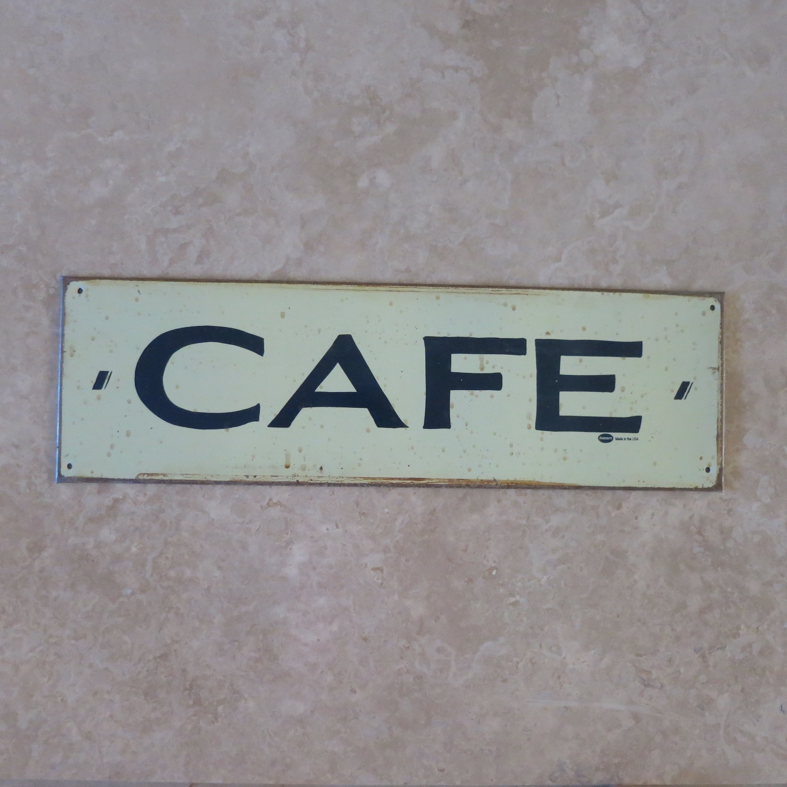 Mummert Retro Vintage Distressed Blue & Off White Cafe Metal Sign Mummert Retro Vintage Distressed Blue & Off White Cafe Metal Sign