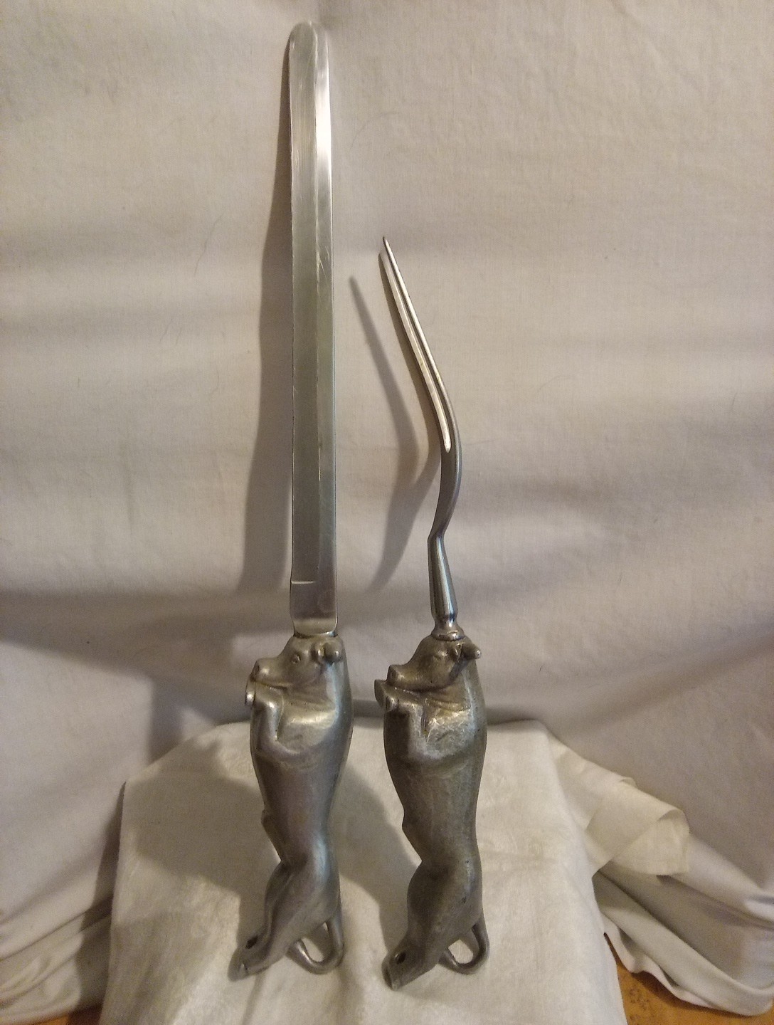 Vintage Bruce Fox Charging Bull Carving Set Solingen Germany Meat Knife Fork
