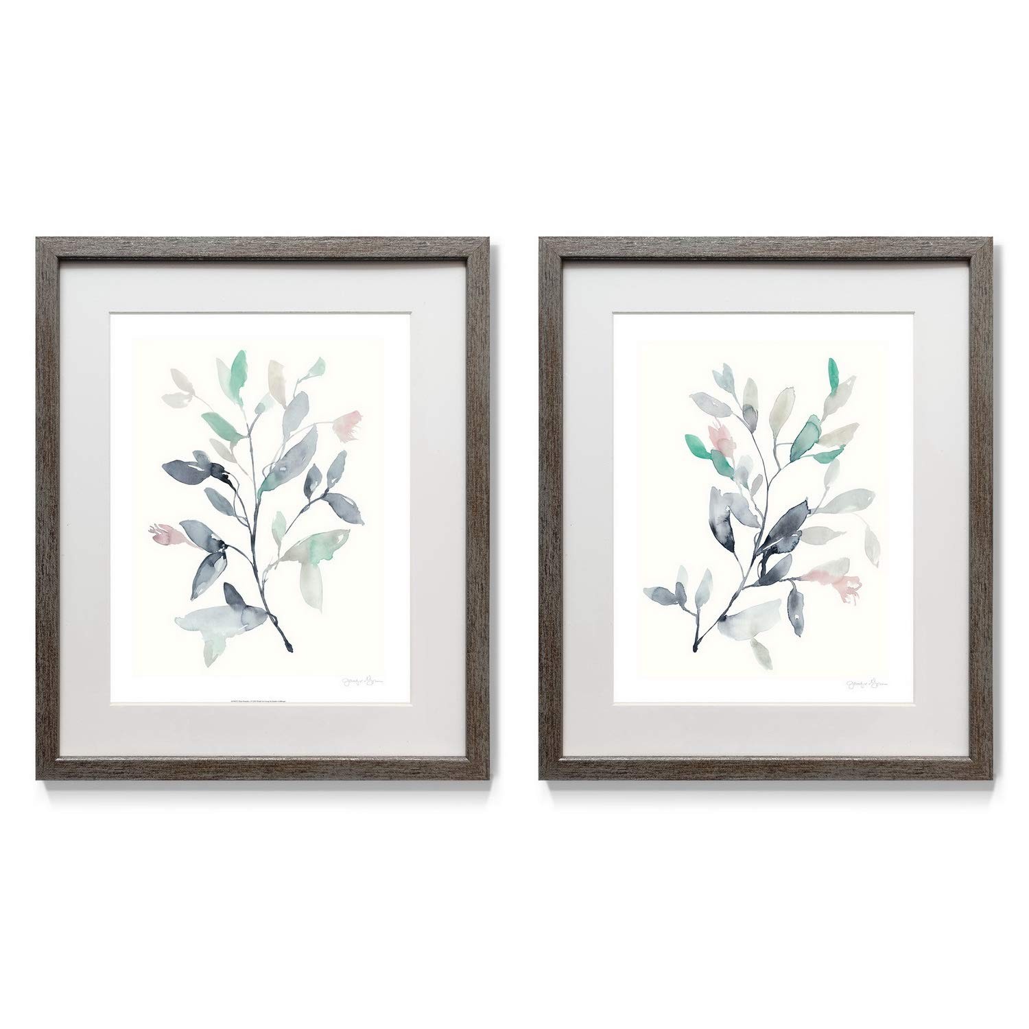 Renditions Gallery Water Branches II Framed Artwork Set, Pink/Green, Silver
