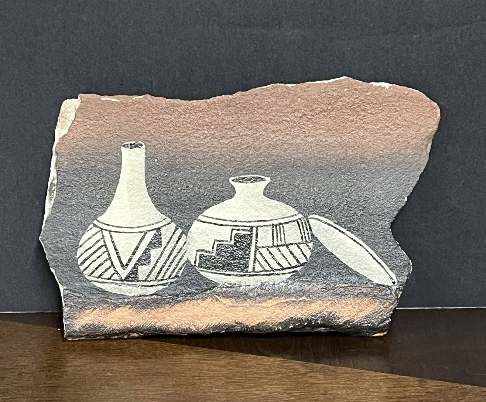 Original Native American Pottery Hand Painted on Sandstone 6 Original Native American Pottery Hand Painted on Sandstone 6