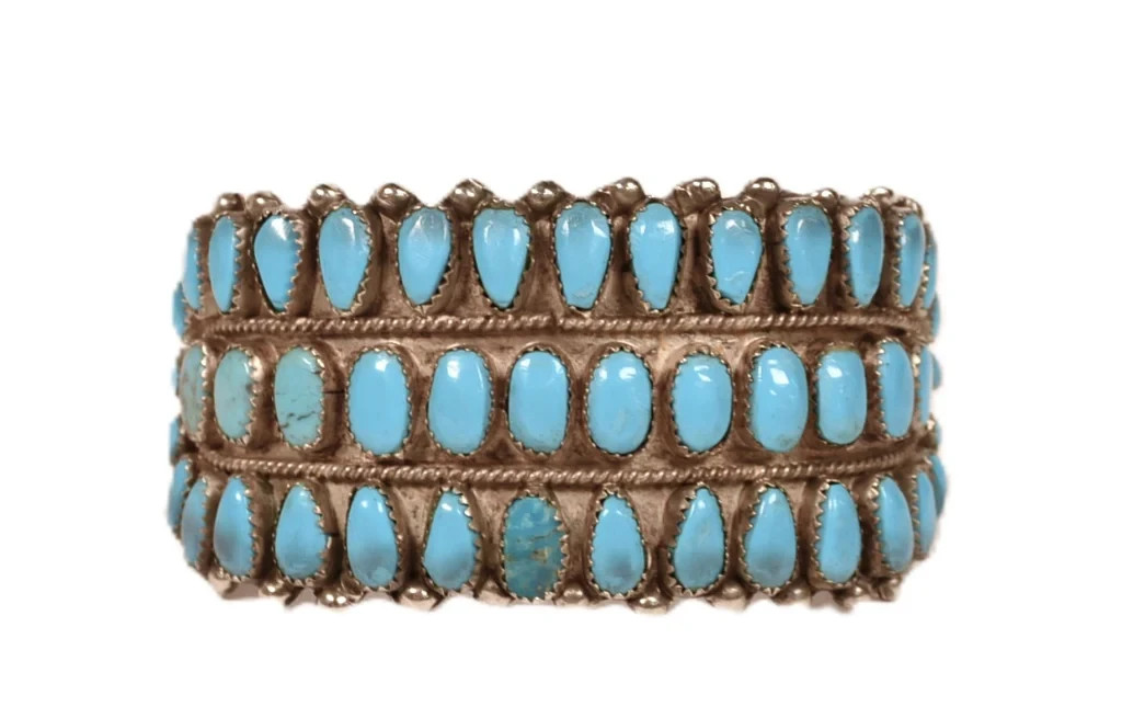 Large Navajo Cluster Cuff Bracelet ca 1969