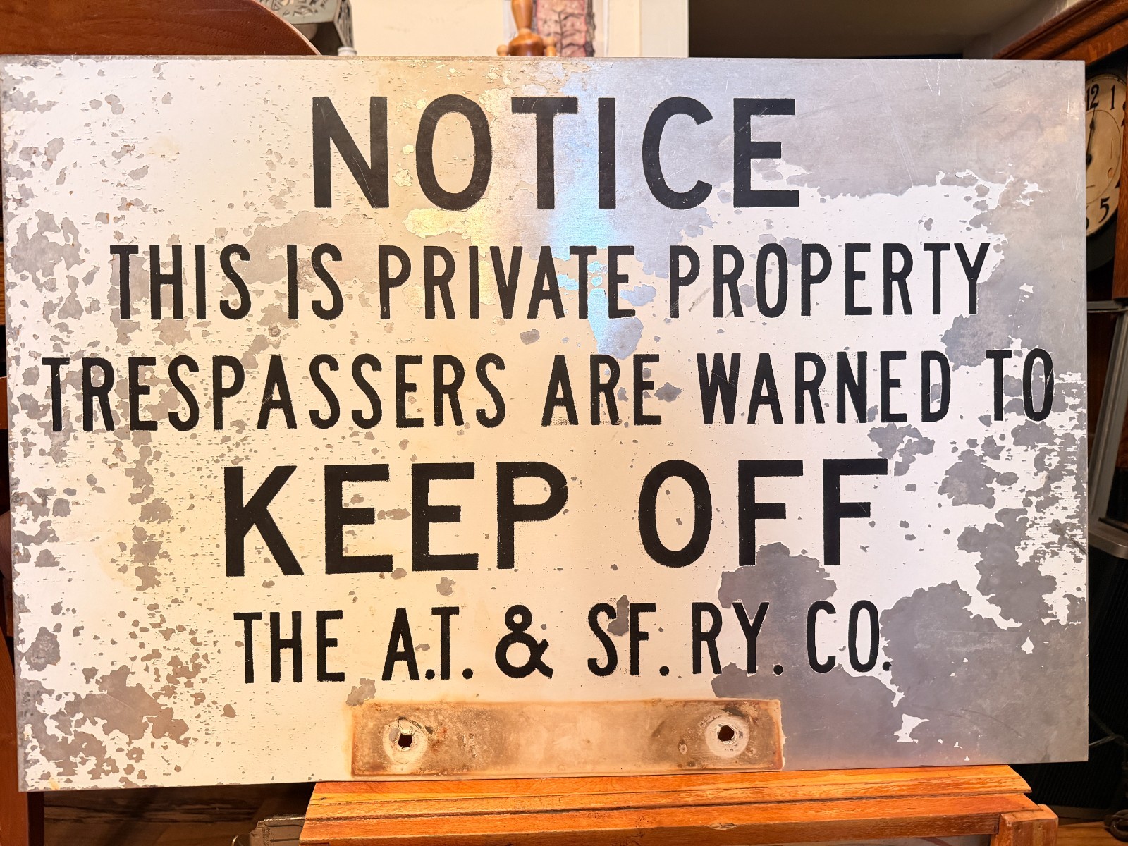 Original AT&SF Santa Fe Railway 2 Sided Aluminum KEEP OFF Private Property Sign