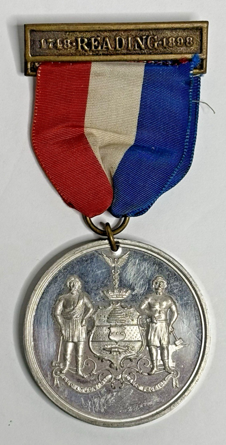 Antique 1898 Reading PA Sesquicentennial Ribbon Badge Medal 1748-1898 PA 150th