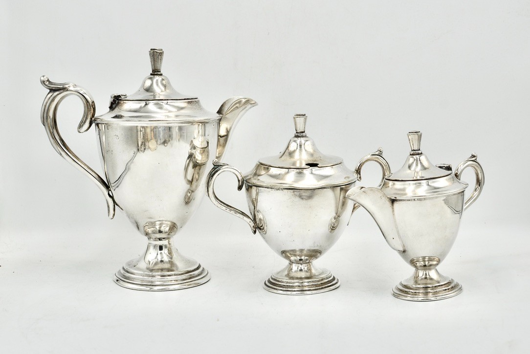 Sir John Bennett 3 Piece Silver Plated Set - Coffee Pot, Sugar and Creamer