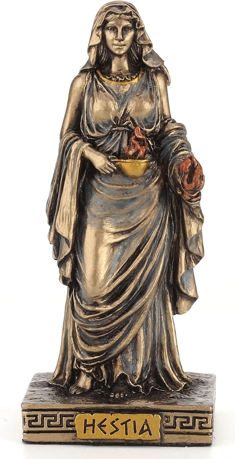 Bronze Hestia Mini Statue Sculpture Greek Roman Mythology Goddess 3.5