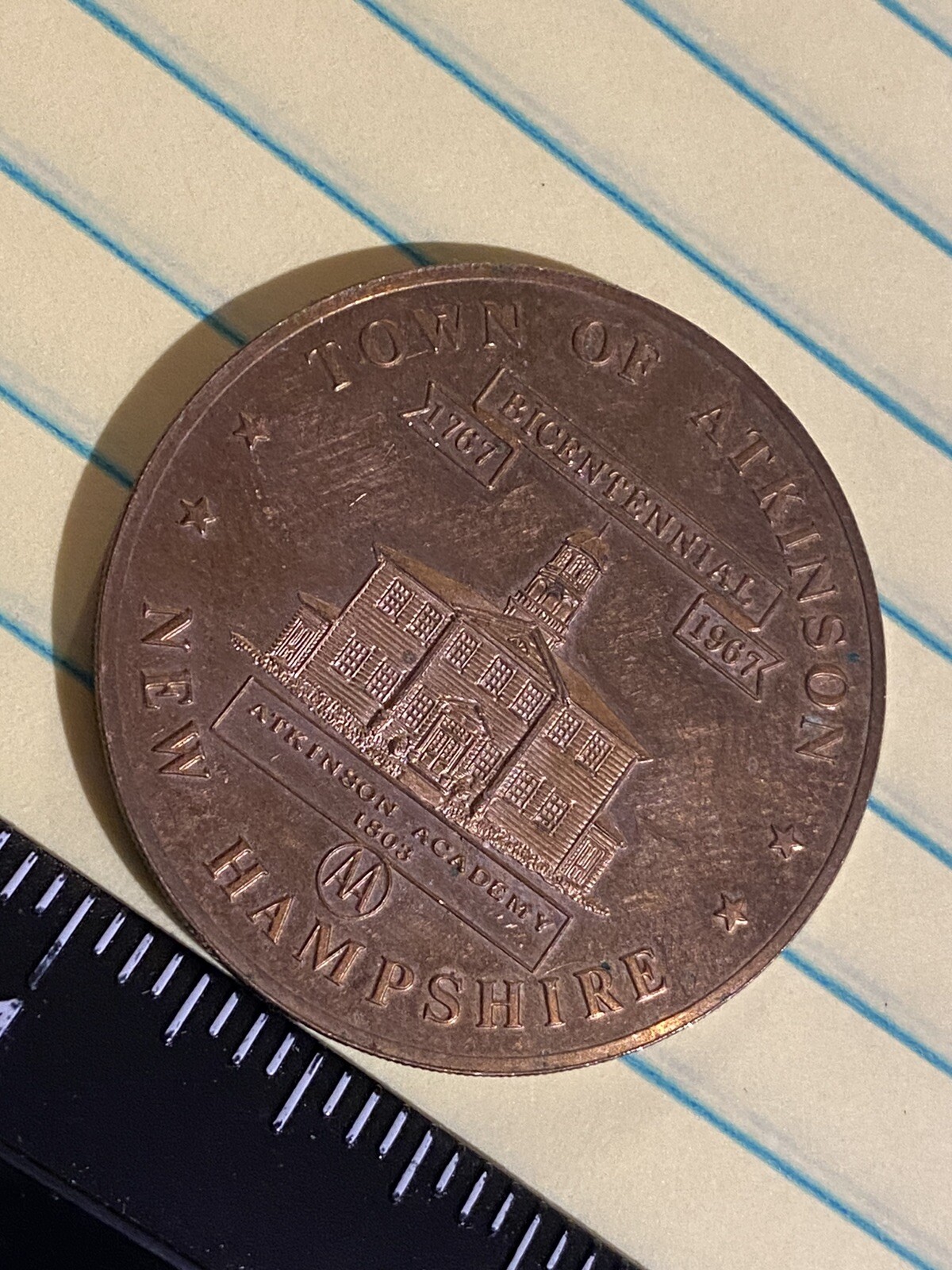 1967 TOWN OF ATKINSON NEW HAMPSHIRE MEDAL 1767-1967
