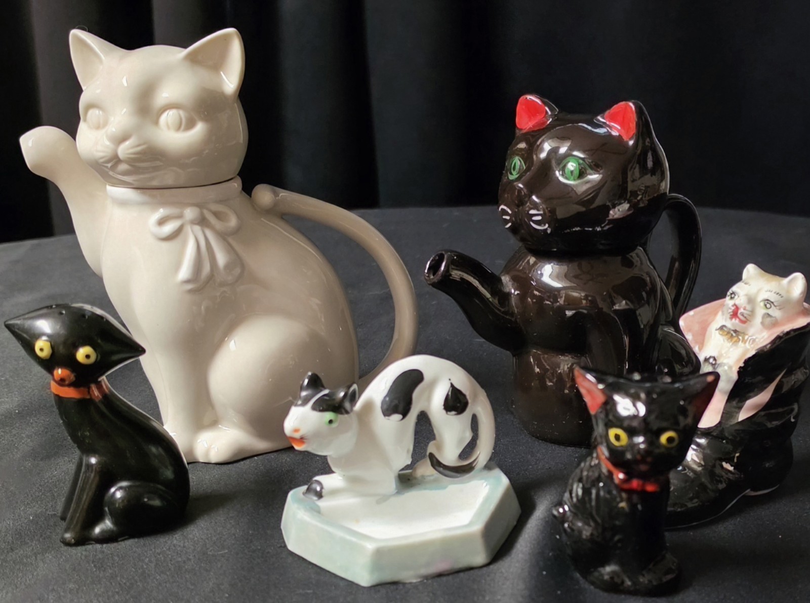 VTG 1950-1980 Japan Cat Ceramic Lot Crowning Touch Teapot Shafford Redwar S&P