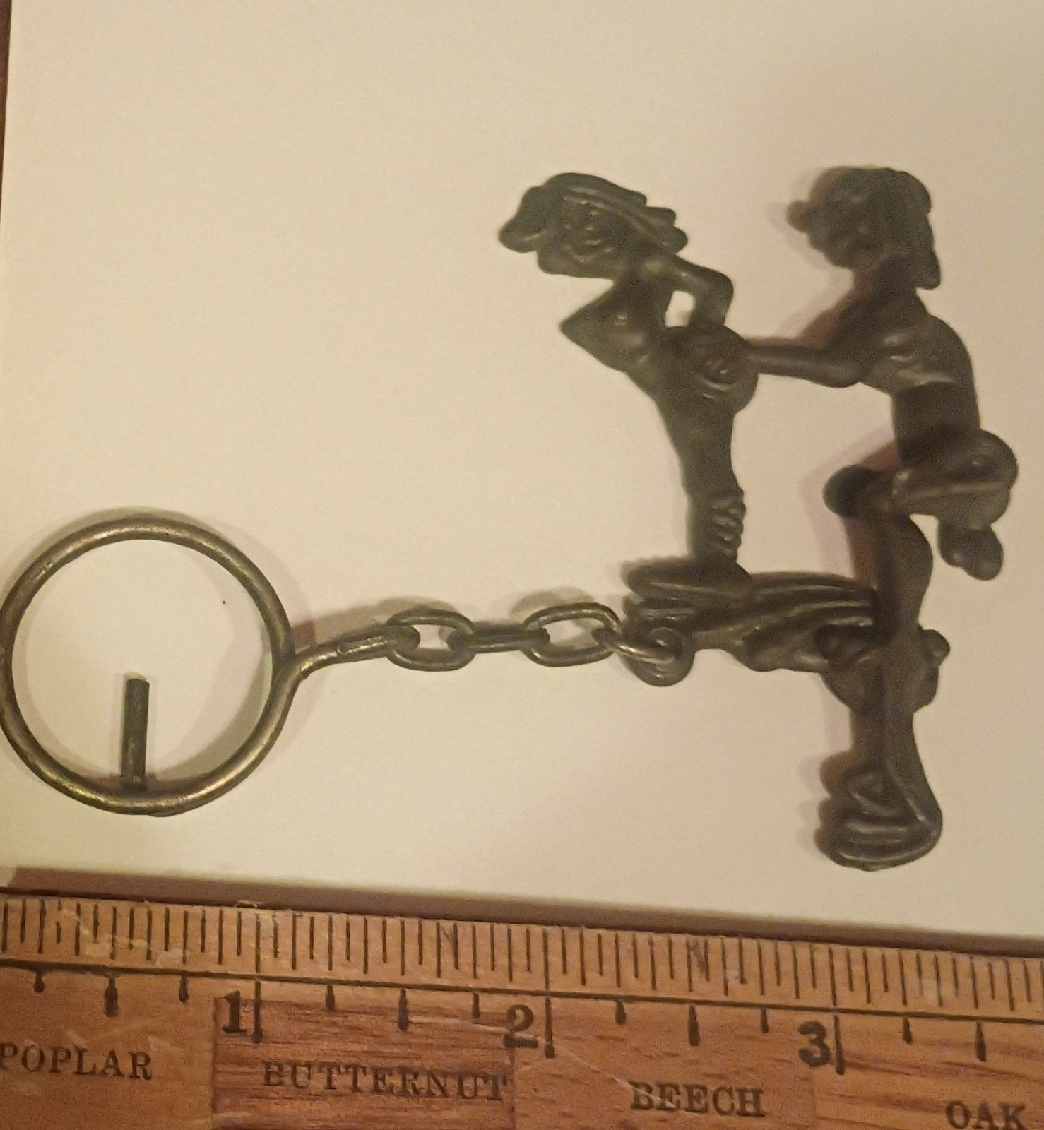 Vintage 1970s Naughty Man & Woman Moveable Keychain Risque Love Making Key Ring