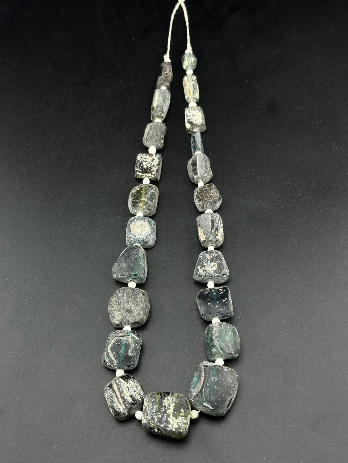 Genuine Ancient Authentic Roman Glass Necklace Container Circa 18 Century Old
