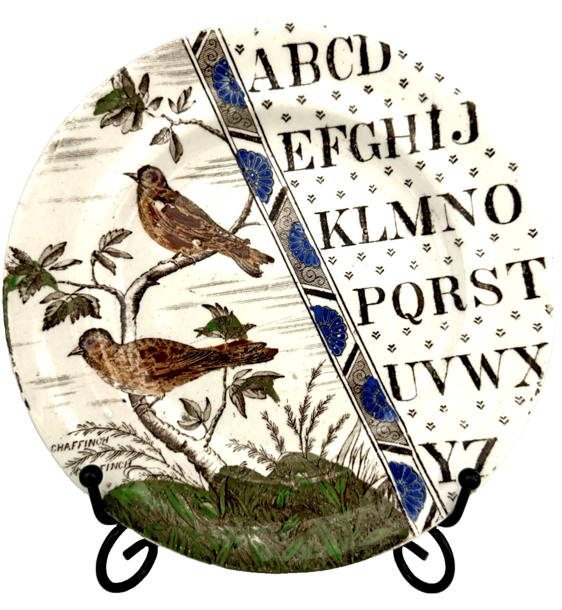 Antique 1884 Brownhill's Child's Alphabet Plate Birds Series Aesthetic Influence