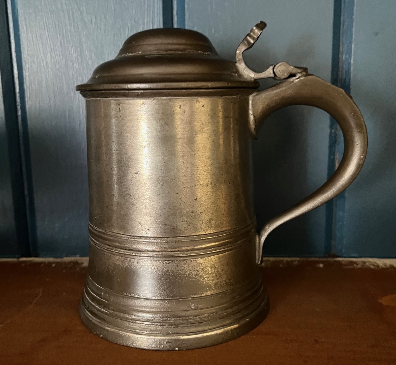 Antique English Pewter Tankard ca. 1860 RARE Transitional Maker Stamp REDUCED