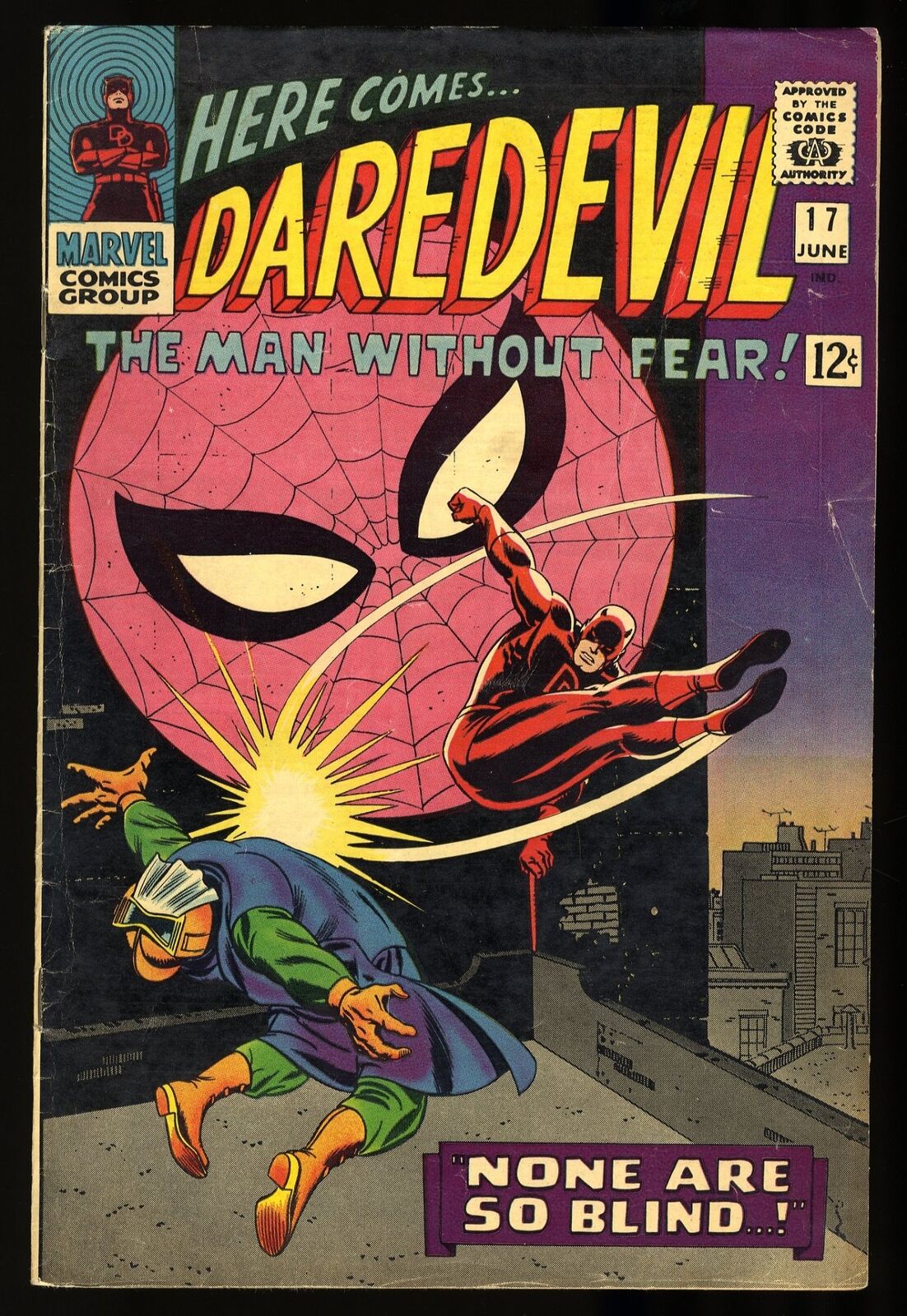 Daredevil #17 FN+ 6.5 Spider-Man Appearance John Romita Art Marvel 1966