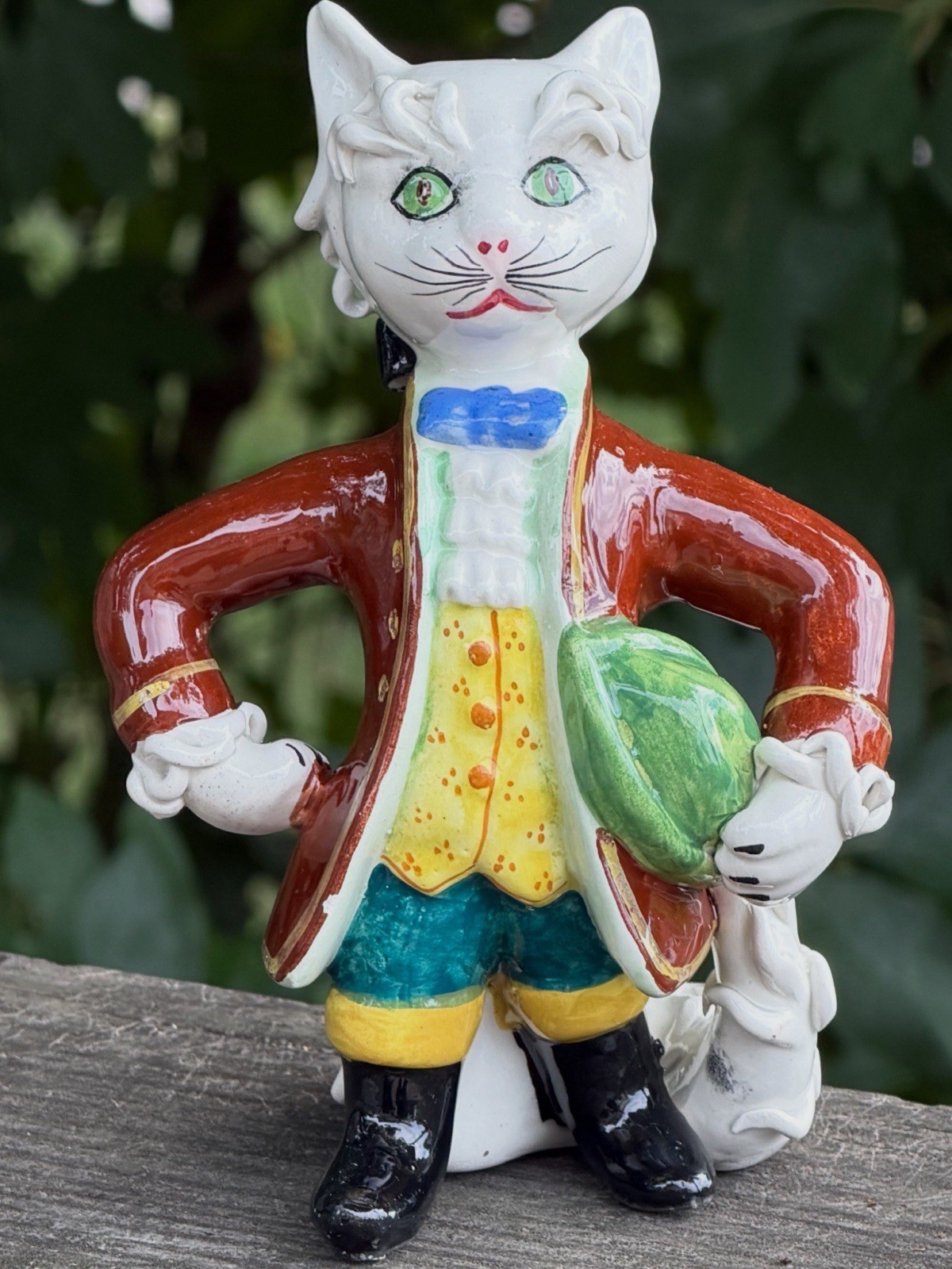 VINTAGE 1950'S ITALIAN SPAGHETTI POTTERY CAT PUSS IN BOOTS FIGURE Kitsch Retro