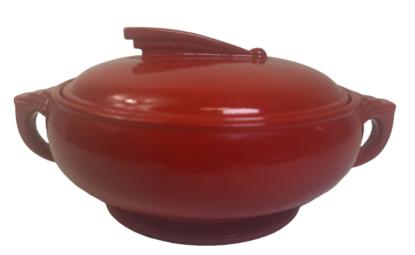 Vintage Halls Red Ceramic Casserole Dish w Lid MCM Art Deco Made USA Vintage Halls Red Ceramic Casserole Dish w Lid MCM Art Deco Made USA