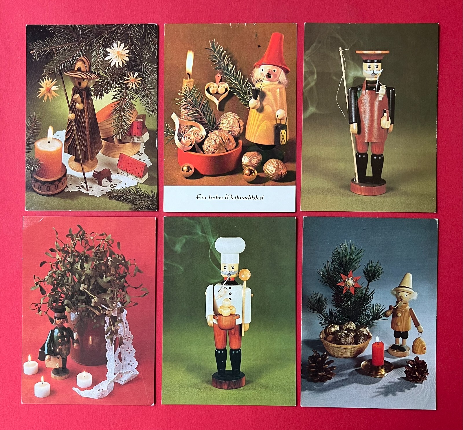 6 x GDR AK Erzgebirge folk art 1978/89 smoking men wooden figures (136859 6 x GDR AK Erzgebirge folk art 1978/89 smoking men wooden figures (136859