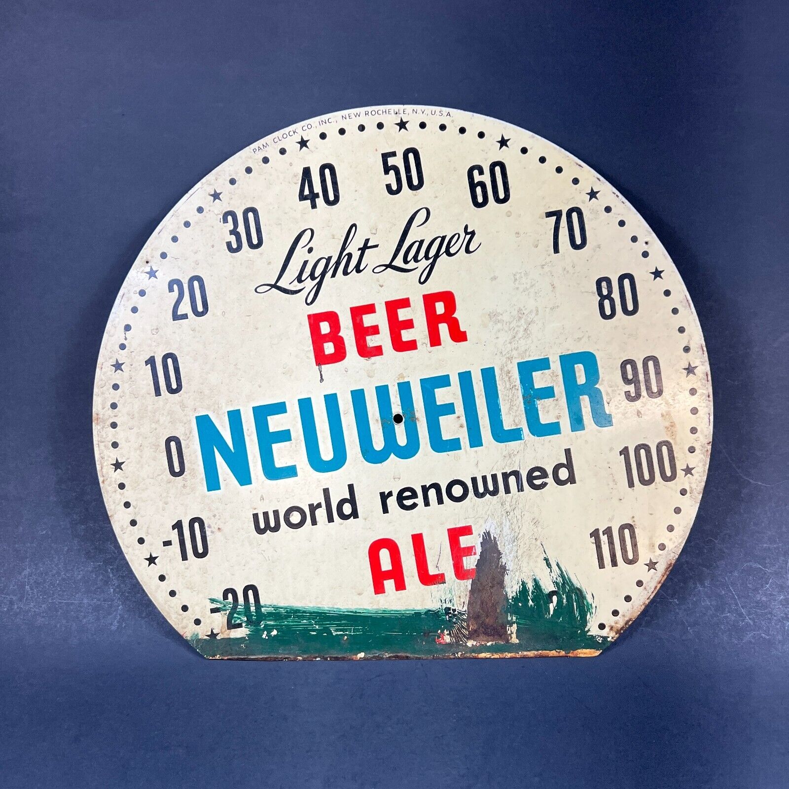 Vintage Neuweiler Light Lager Beer Pam Clock Thermometer Face