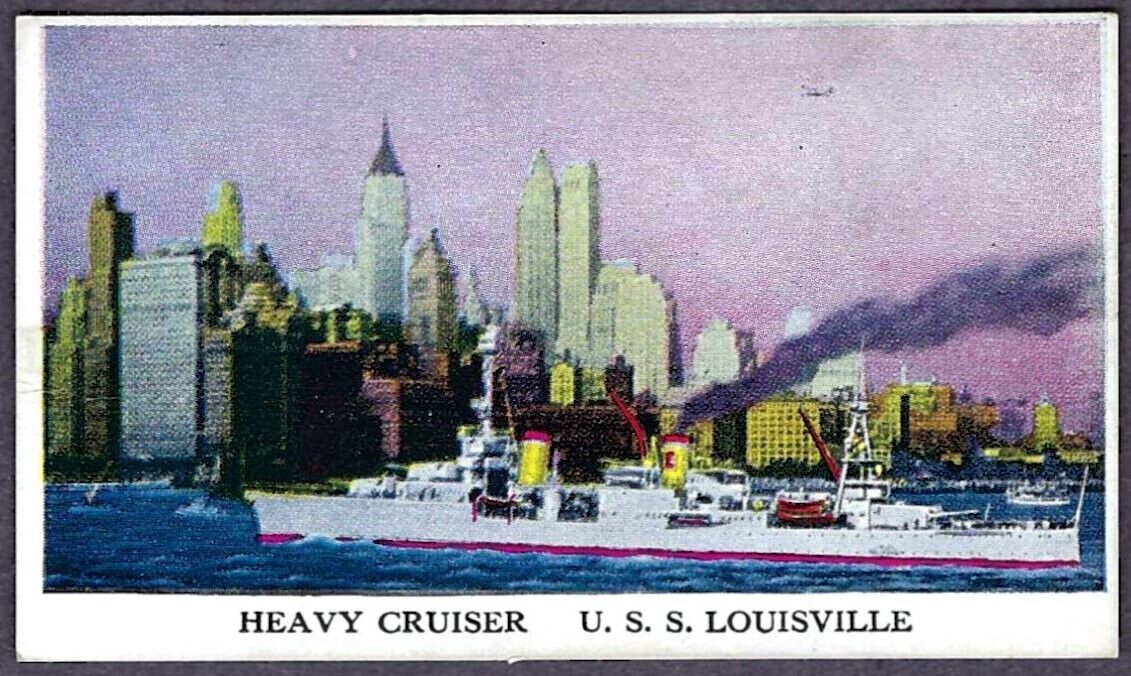 1942 R169 Cameron Sales, Warships, #8 Heavy Cruiser - U.S.S. Louisville - VG+