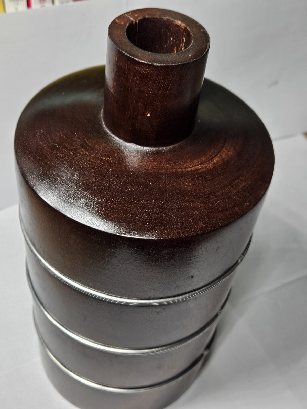 Wooden Hand Made Brown Carved Wood Antique Wine Bottle Drink Container Decorativ