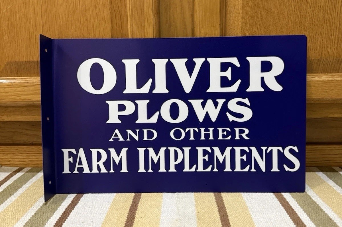 Oliver Plows Flange Sign Farm Implements 2 Sided Vintage Style Wall Decor